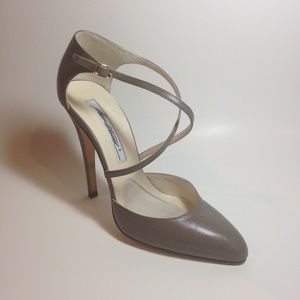 Brian Atwood criss cross strap leather heels LIKE NEW